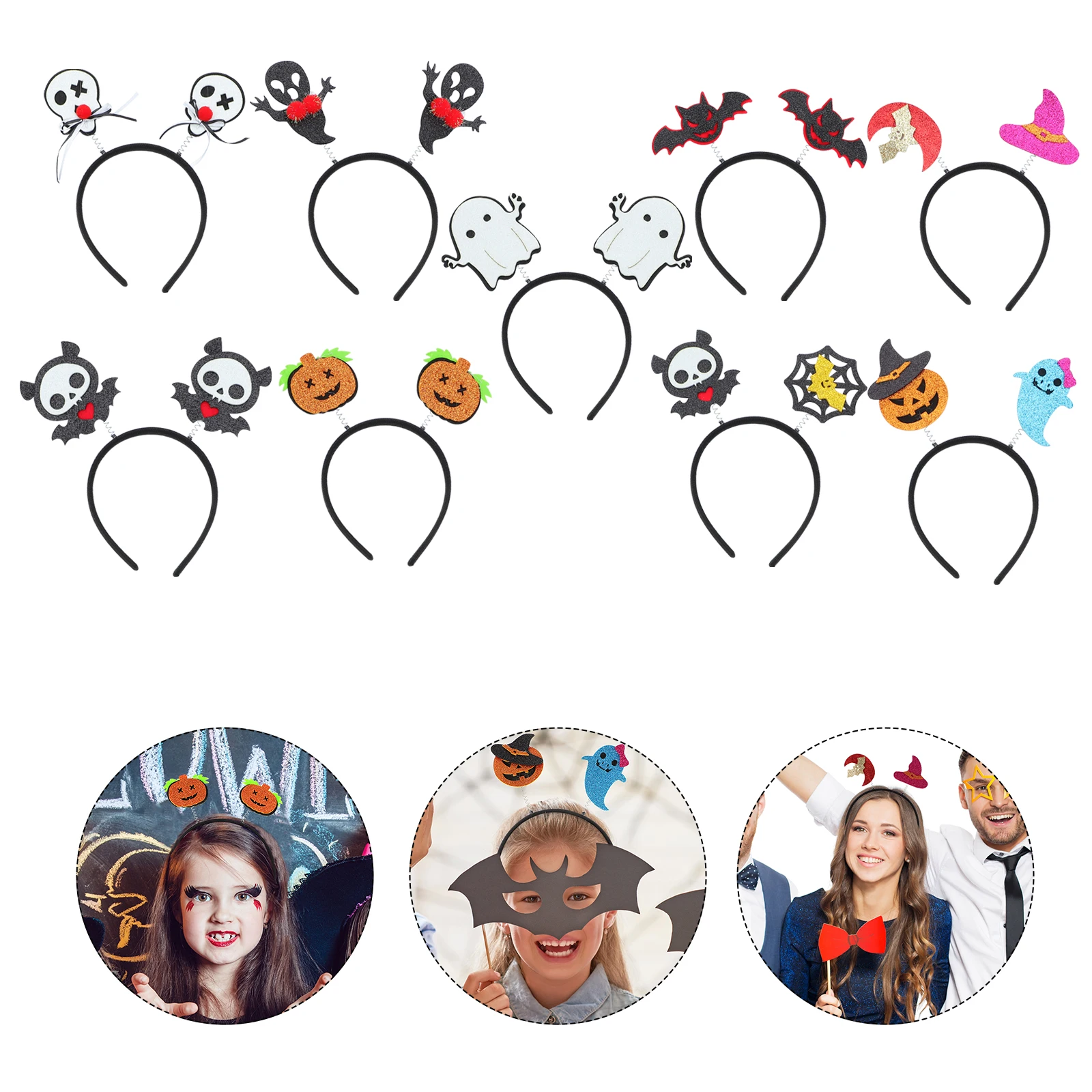 

9 Pcs Halloween Headband Hair Ribbons Party Hairband Spider Web Non-woven Fabric Skull Headbands