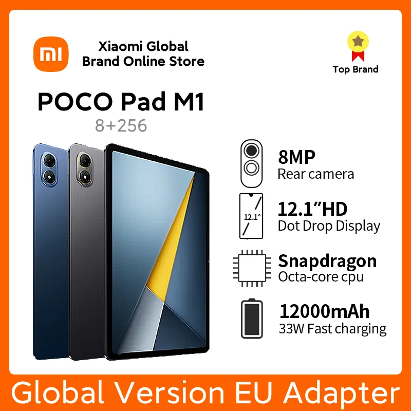 Tablette PC POCO PAD M1 Wifi 8 Go 256 Go, écran 12,2 pouces 2,5K, batterie 12000 mAh, Snapdragon 7s Gen 4