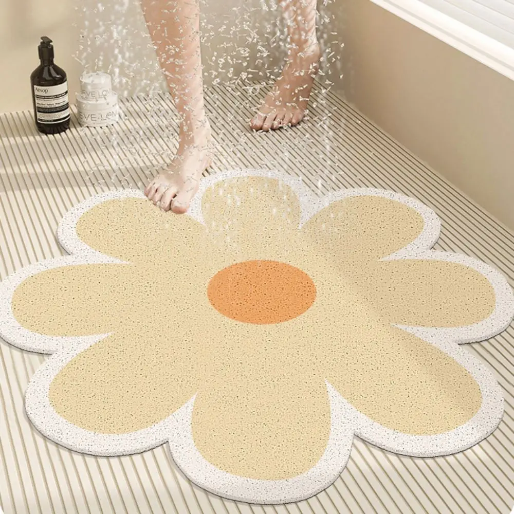 Tappeto piccolo Tappetino da bagno a forma di fiore in PVC Tappeto da bagno antiscivolo e assorbente per l'acqua Doccia zerbino cavo ad asciugatura rapida