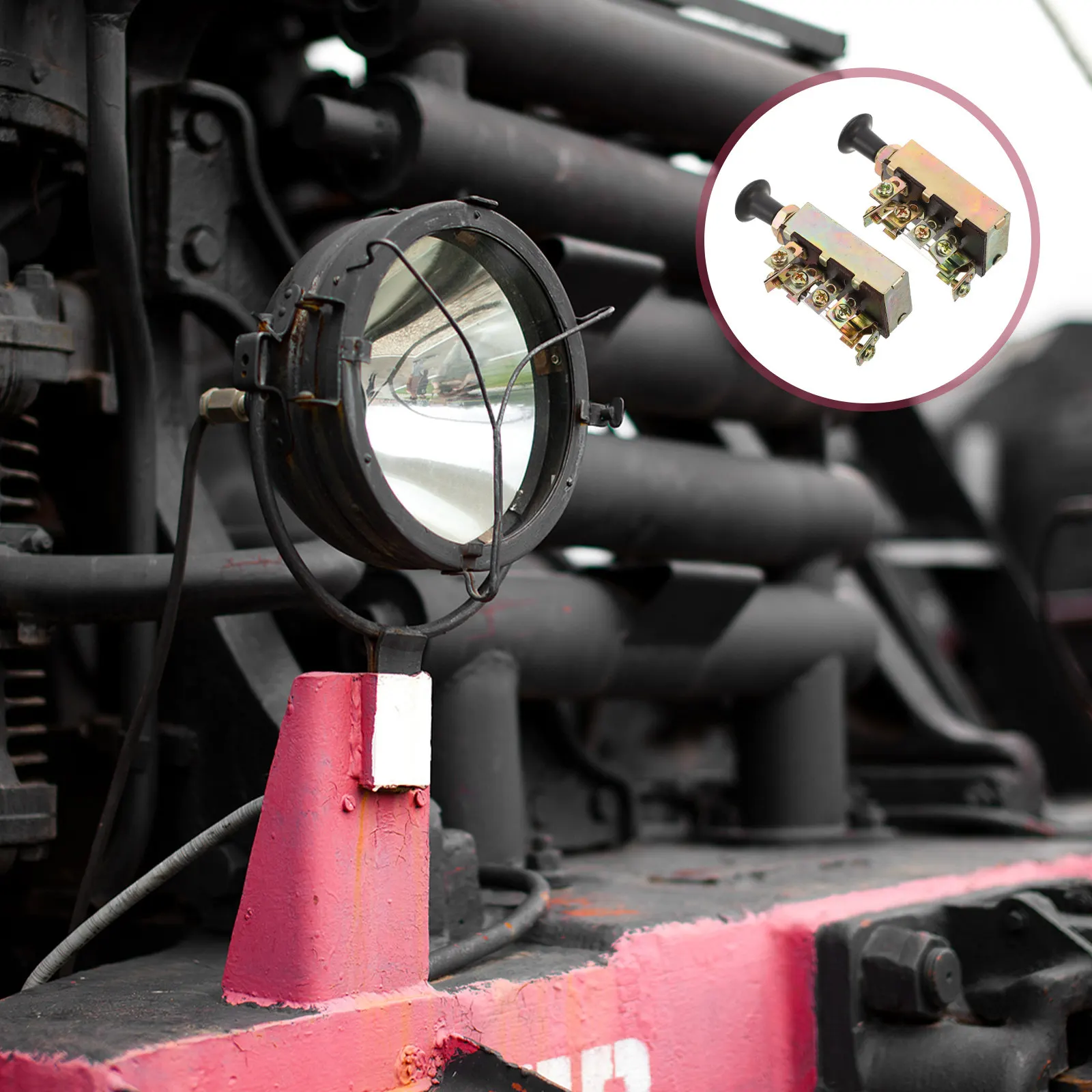 2Pcs Car Headlight Switch Push Pull 3 Position Tractor Horn Button Switch Replacement Farm Equipment Utility Vehicle Control
