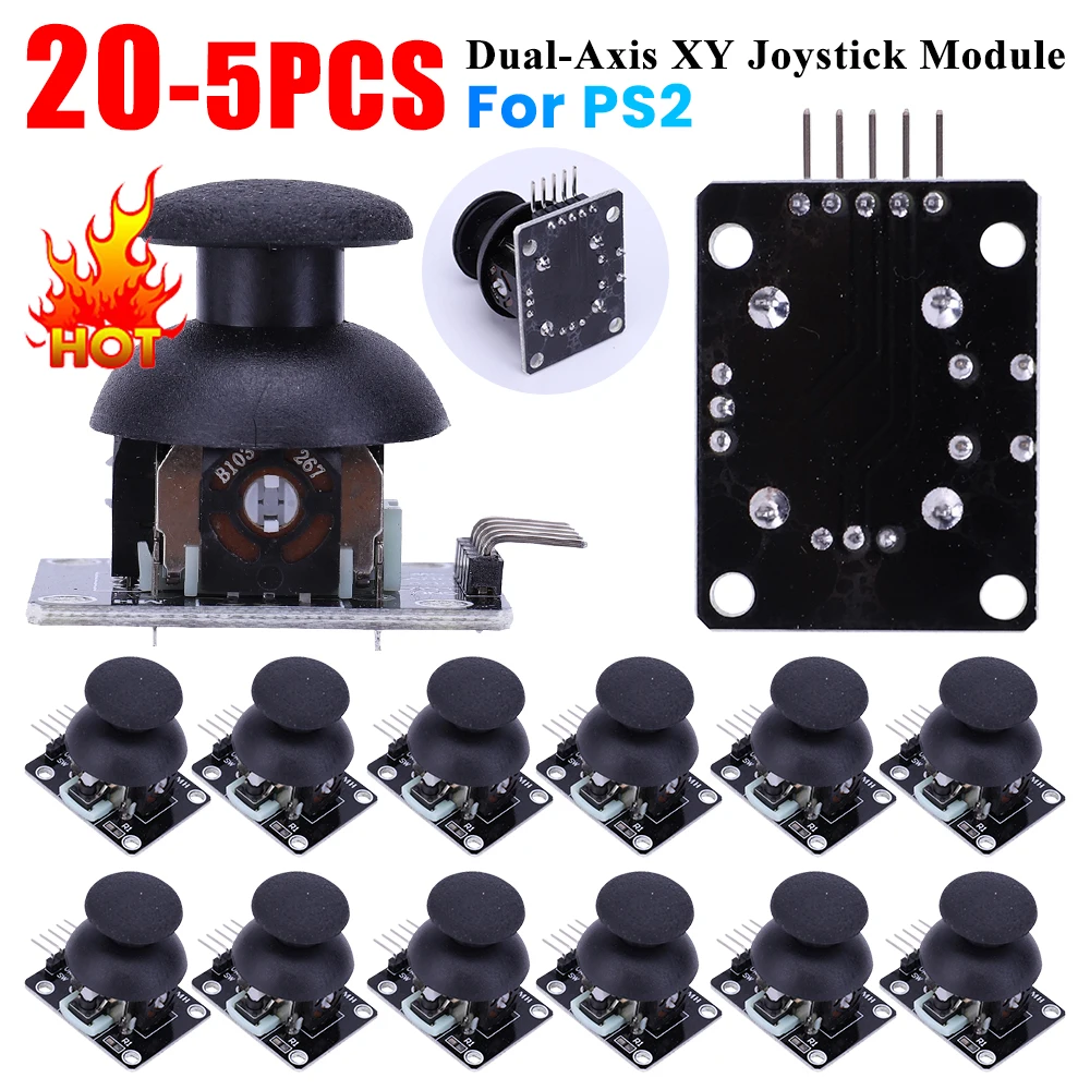 5-20PCS Dual-axis Joystick Breakout Module 2.54mm Pin Control Lever Sensor KY-02 Game Controller Sensor Board XY Joystick Module