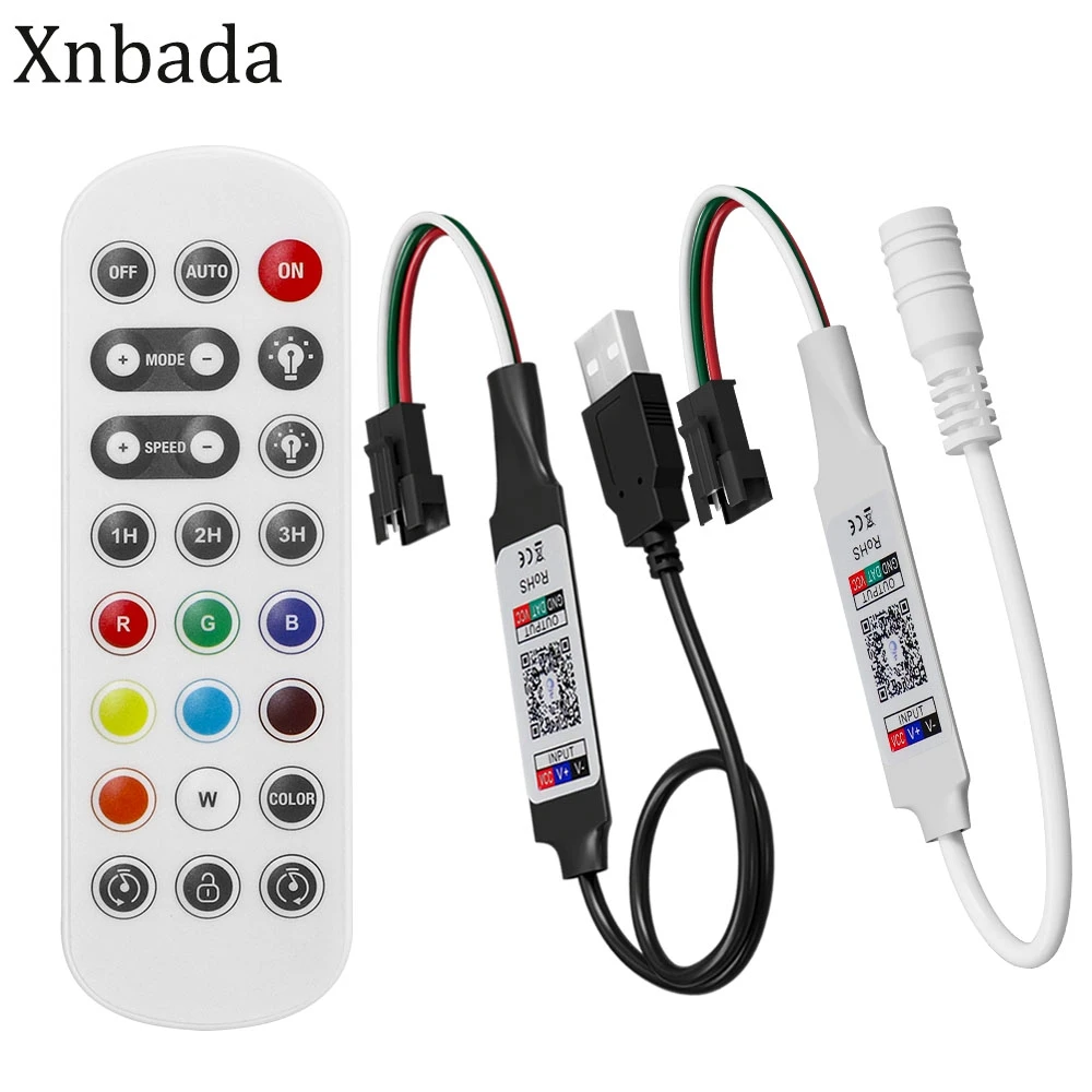 luz de tira led rgb inteligente controlador remoto bluetooth controle de aplicativos ws2811 ws2812b sk6812 pixels rgb dc524v 24g ws2812 01