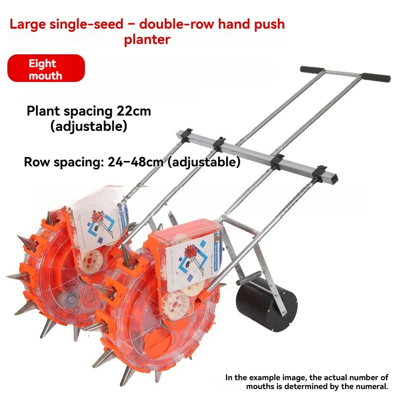 Agricultural Dual-Row Hand Push Planter Seed & Fertilizer Synchronous Seeding Machine For Corn, Soybean, Peanut Seeding