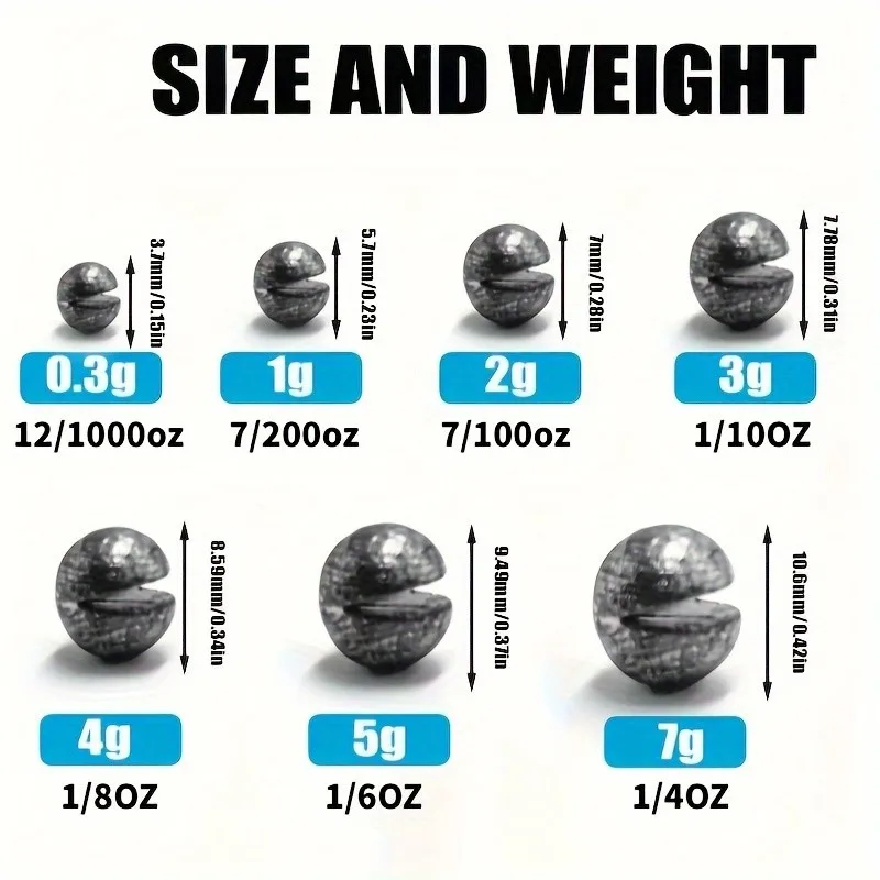Split Shot Fishing Weights Sinkers, Lead Fishing Sinkers Weights, Removable Round Fishing Sinkers,7g/5g/4g/3g/2g/1g