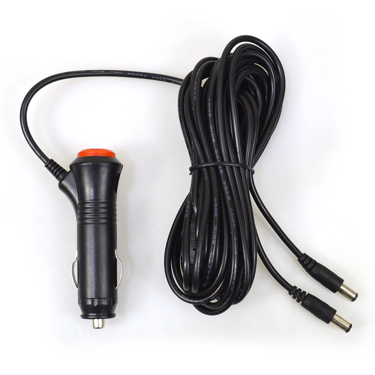 2 Plugs DC 5.5x2.1mm Car Charger 9V-36V Cigarette Lighter Power Supply Adapter Charger Cable with Switch Button