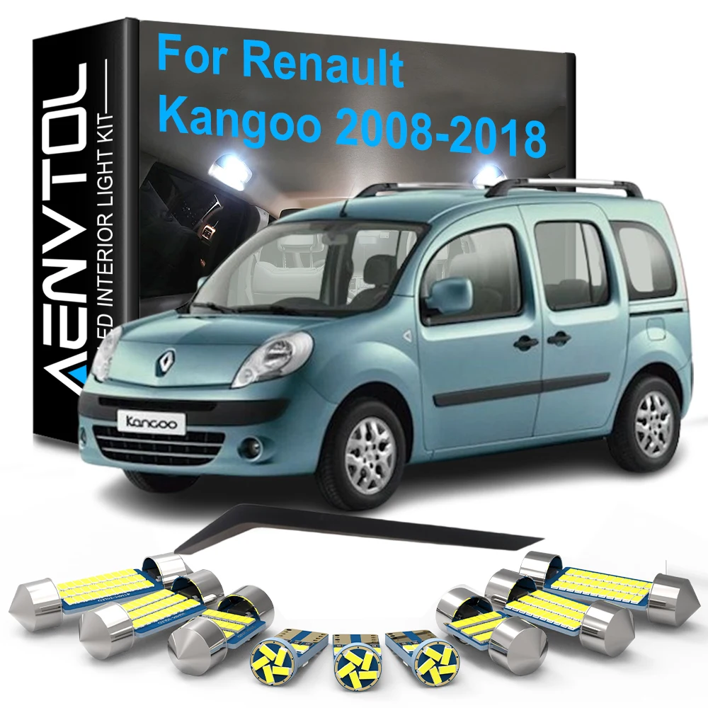 For Renault Kangoo 2008-2018 Vehicle Dome Map Reading Luggage Trunk License plate Lamps, 10pcs Car LED Interior Lights Canbus
