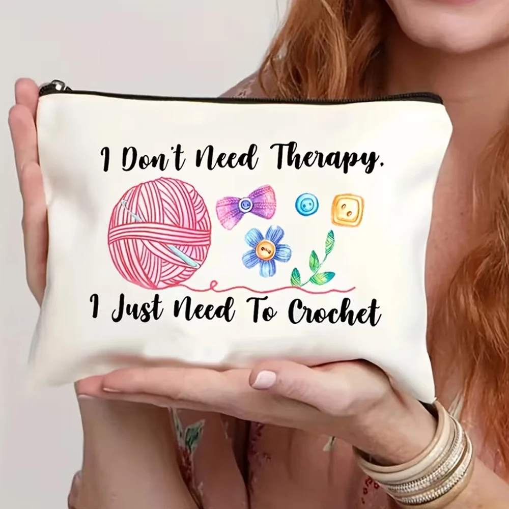1 Piece Crochet Makeup Bag, Fun Crochet Gift Makeup Bag, Crochet Tool Bag, Crochet Supplies Bag, Crochet Enthusiast Gift, Knitted Crochet Makeup Bag, Sewing Gift Zipper Makeup Bag, I Don'T Need to Worry about the Crochet