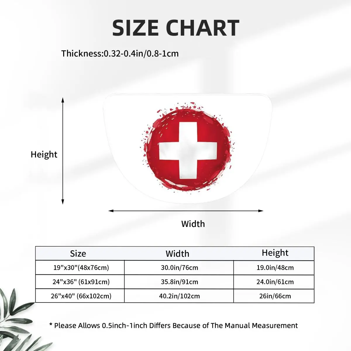 Swiss Switzerland Flag Soft Flannel Half Round Doormat Non Slip Bathroom Mat Absorbent Floor Carpet for Living Room