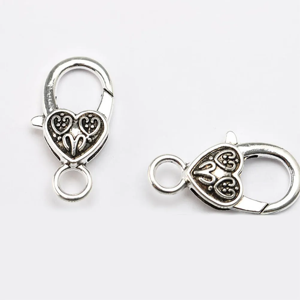 40Pcs Alloy Clasp Love Shaped Vintage Lobster Buckles DIY Jewelry Making Necklace Bracelet Clasps for Handmade Craft Repair