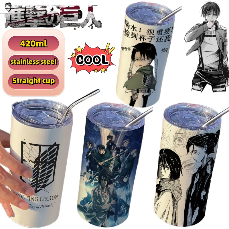 ataque-ao-tita-eren-jaeger-mikasa-levi-ackerman-caneca-termica-criativa-de-alto-valor-diy-impressao-grande-capacidade-copo-de-palha-portatil