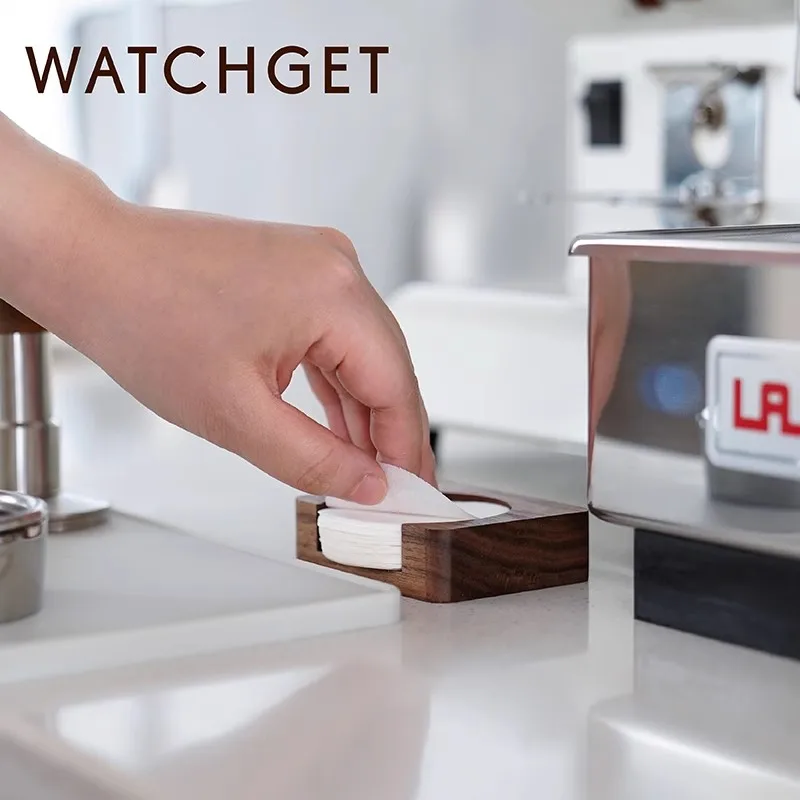 watchget Espresso Paper Filter Holder Wood Coffee Filter Storage Container Coffee Filter Dispenser 51/53/55/58/63mm Filter Paper 6