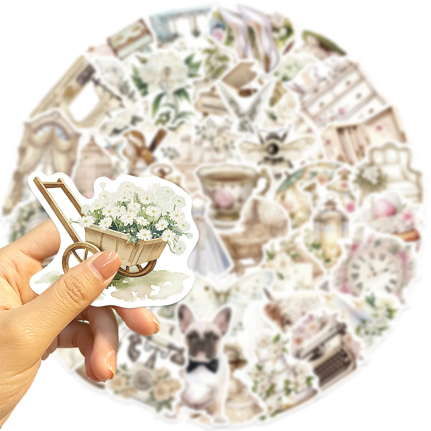 10/30/50 Uds. Pegatinas de grafiti del Renacimiento blanco, calcomanía estética de dibujos animados, cuaderno, teléfono, guitarra, monopatín, pegatina impermeable