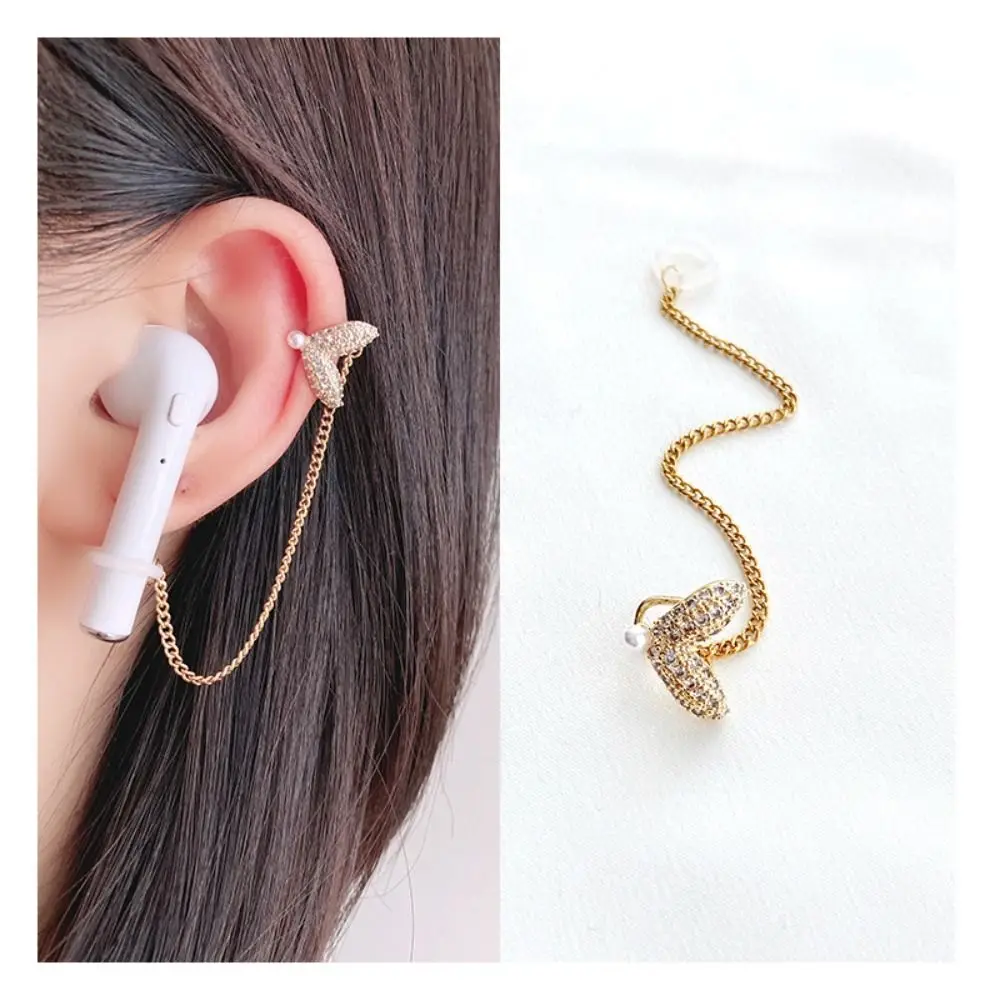 1Pair Stainless Steel Earphone Anti-Lost Ear Clip Chains Wireless Bluetooth Earphone Earrings for AirPods Pro 2/AirPods 3 2 1