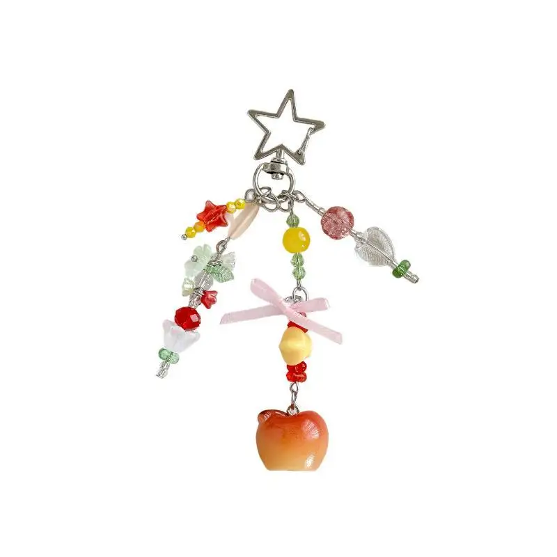 Handgefertigter Halb-Pfirsich-Schlüsselanhänger mit Sternverschluss, tragbarer Taschenanhänger, langlebige Dekoration für den täglichen Gebrauch von Schülern, kleines Geschenk – Detail 5