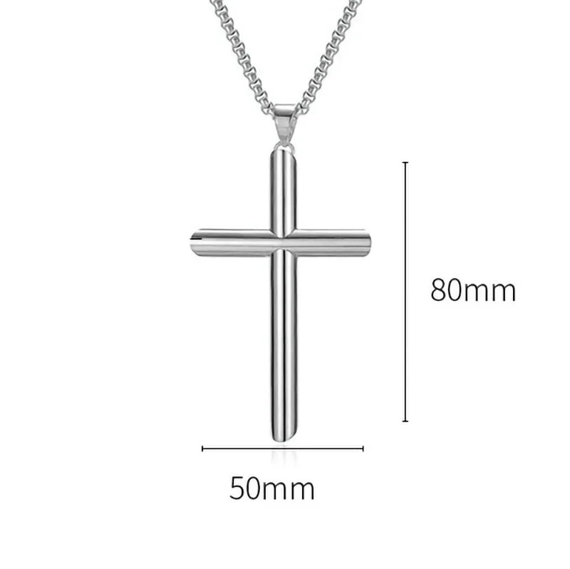 Hip-hop retro cross pendant simple fashion with stainless steel necklace man