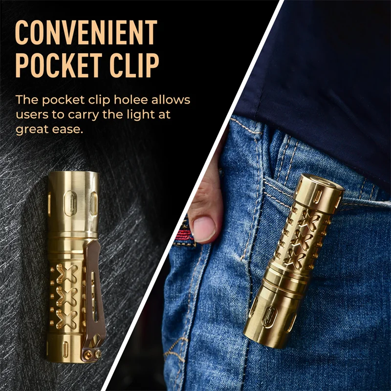 DF03 Brass flashlight 14500 Battery EDC Self Defense Outdoor Lighting High Power Flashlights maeerxu