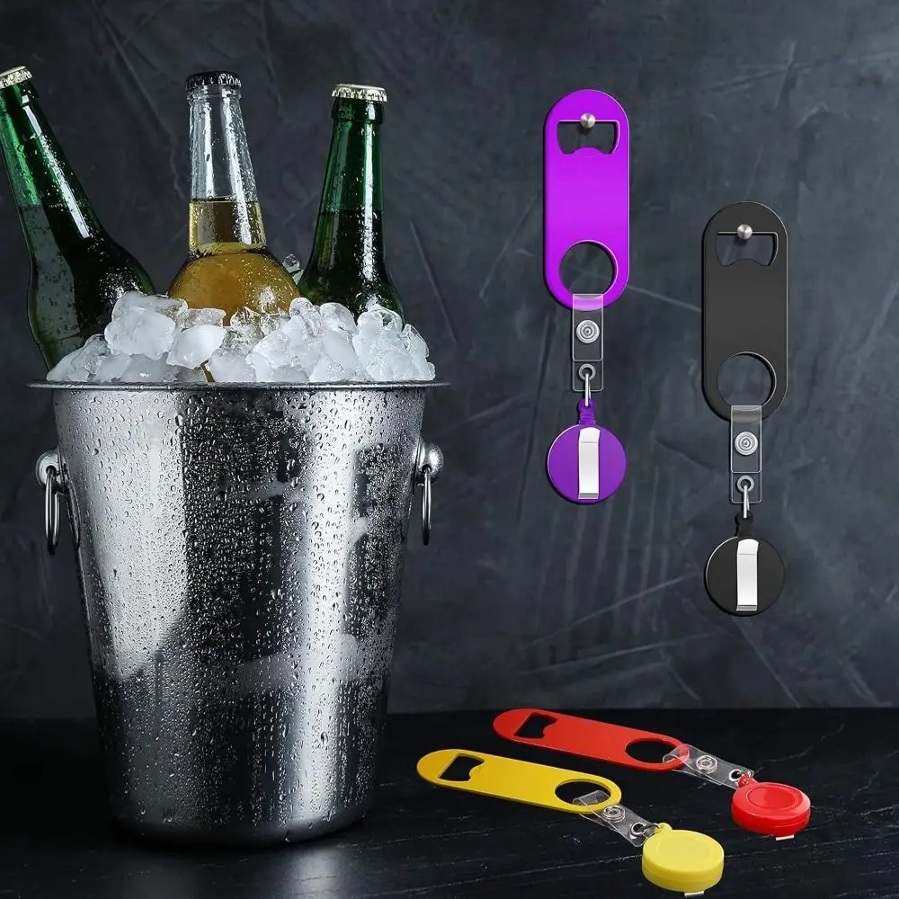 Flat Bottle Opener Bartender Retractable Beer Opener Bartender  for Kitchen Restaurant Home Anniversaries Supplies Party Gifts