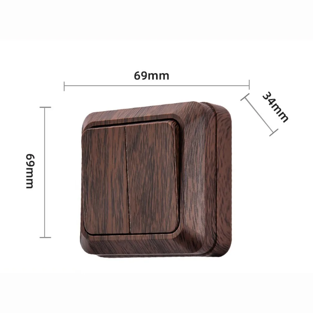 Modern Plastic Wall Switch EU Standard Square EU Socket Wood Grain Rocker Light Switch Home Use