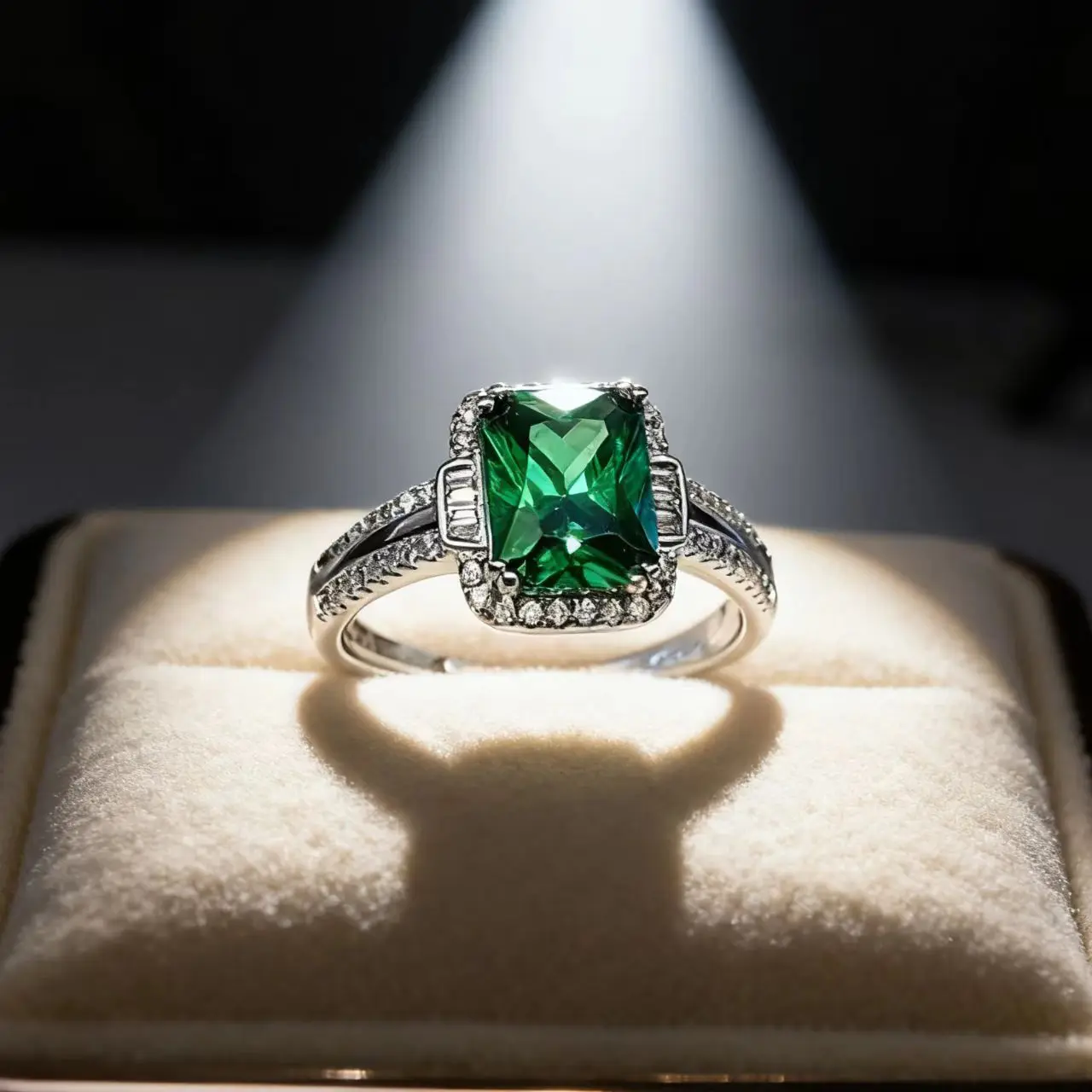 2026 New Jewelry: Engraved Green Zircon Open-Piece Ring, Emerald Gemstone Ring, Diamond Decorative Piece, Women's Item
