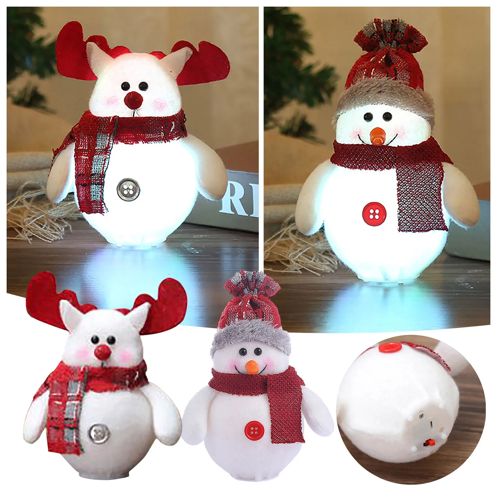 

Christmas Snowman Deer Led Light Xmas Toys New Year 2024 Santa Claus Creative Party Ornament Luminous Decorations Home Pendant