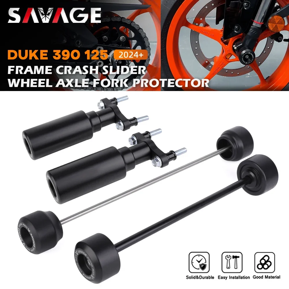 

New For DUKE 390 125 Frame Fairing Guard Crash Slider Rear Front Wheel Axle Slider Swingarm Protector Duke390 Duke125 2024 2025