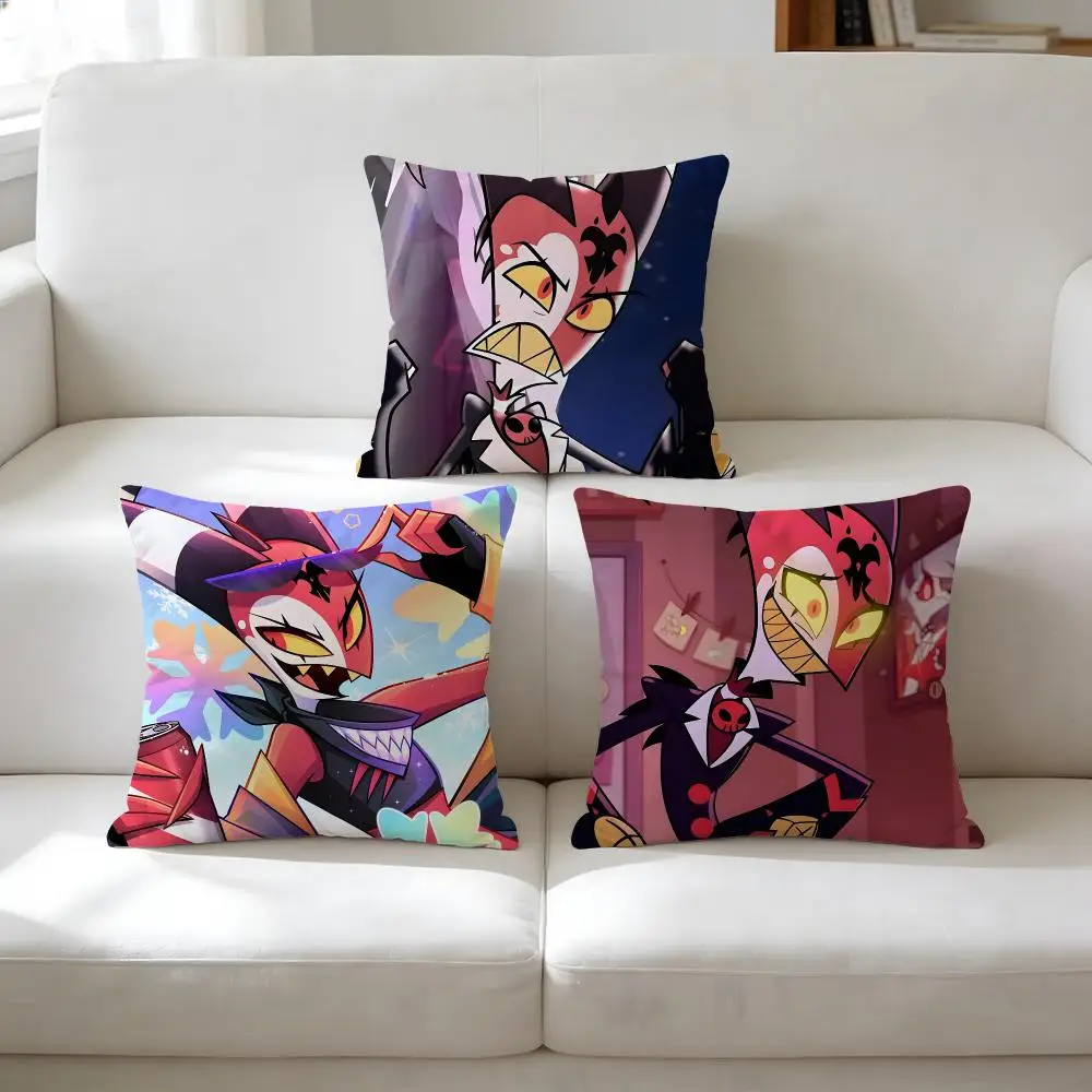 Blitzo H-Helluva Boss Cushion Cover Breathable Short Plush Pillow Case Wrinkle-Resistant Machine-Washable For Easy Care