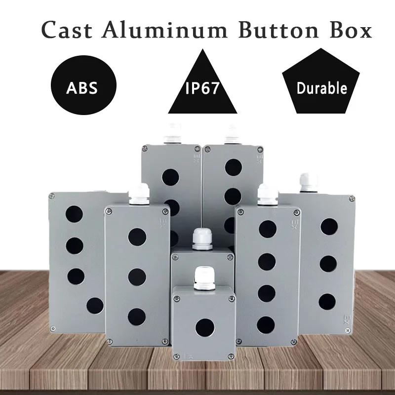 IP67 Waterproof Cast Aluminium Explosion-proof Button Box Industrial Electric Power Control Junction Box Open Hole Diameter 22mm