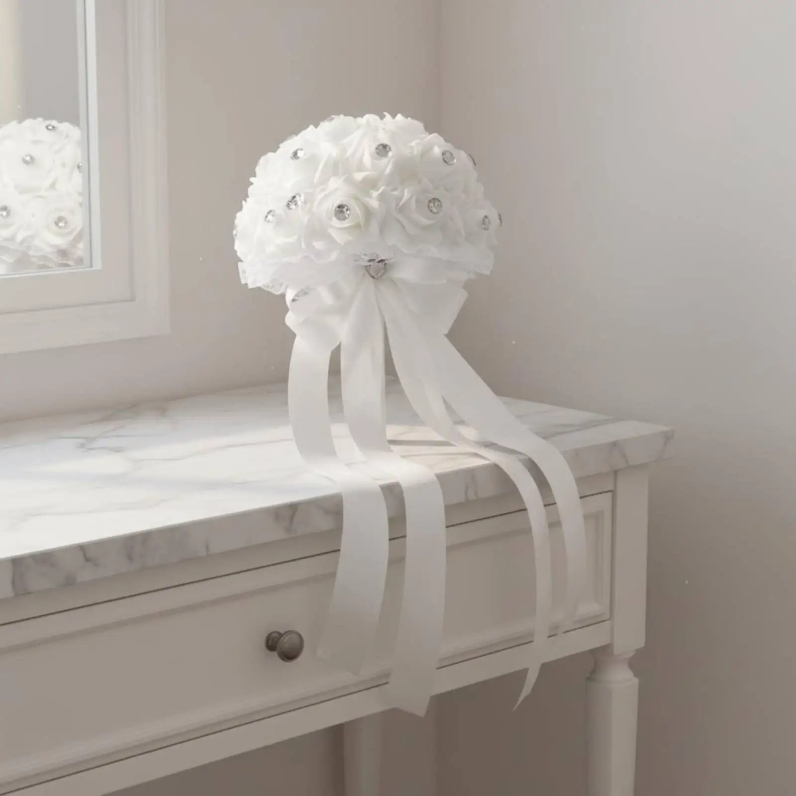 Bridal Bouquet Elegant Artificial Roses Wedding Decoration Foam Flower Wreath Centerpiece for Ceremony