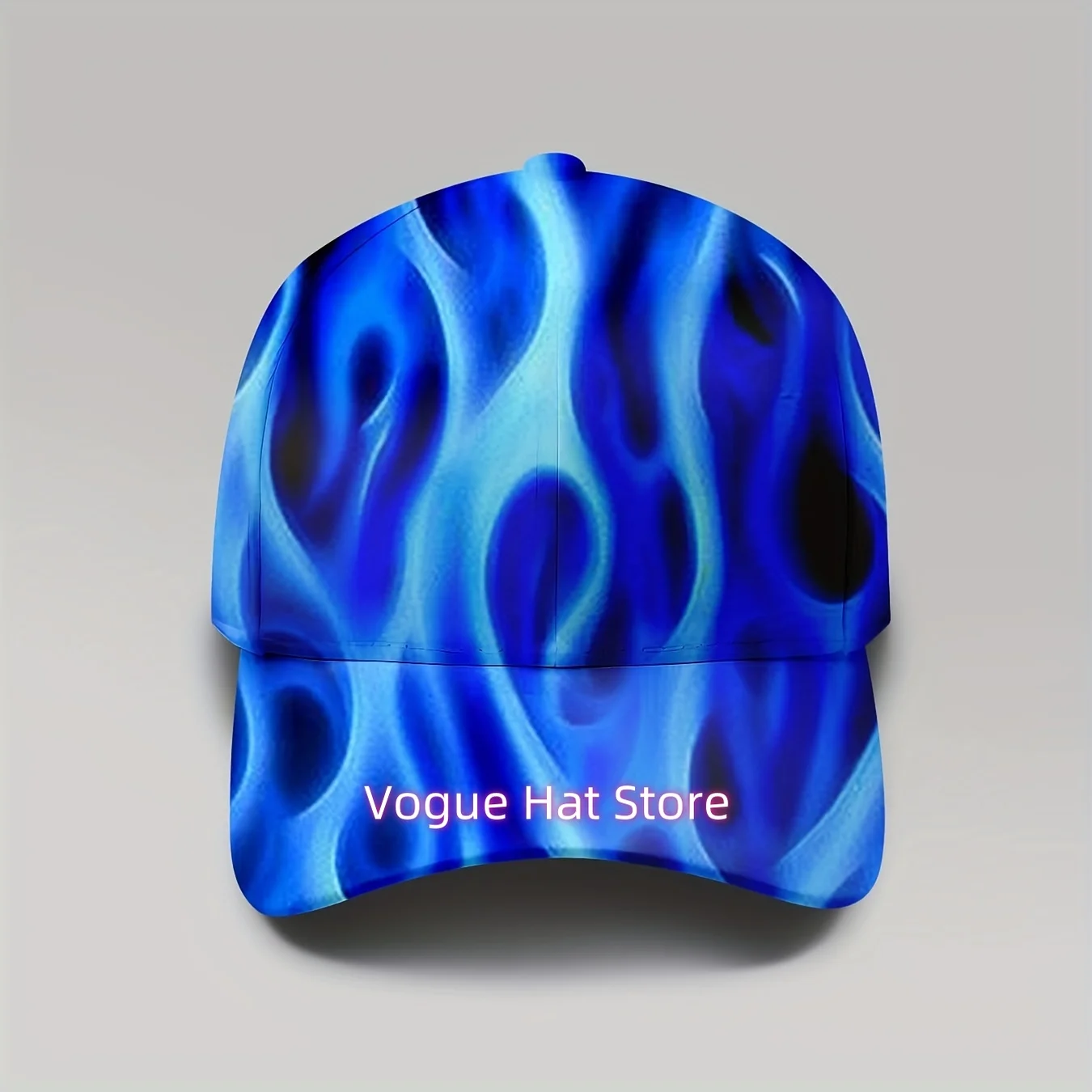 1pc, Baseball Cap with a Blue Flame Pattern, Featuring a Flaming Design, Suitable for Everyone, a Casual Fashion Item for Outdoo