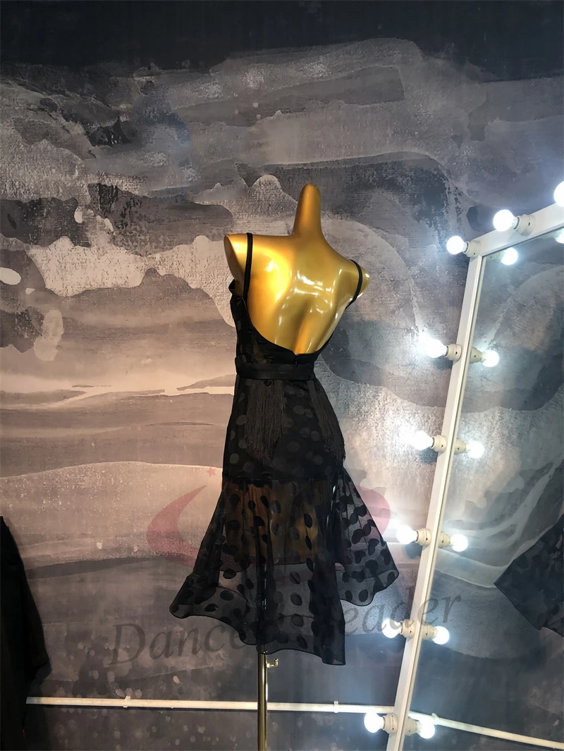 

Латинские танцоры, взрослые, дети, высококачественная сетчатая юбка в горошек по индивидуальному заказу, платье для выступлений из камня Tango Samba AB