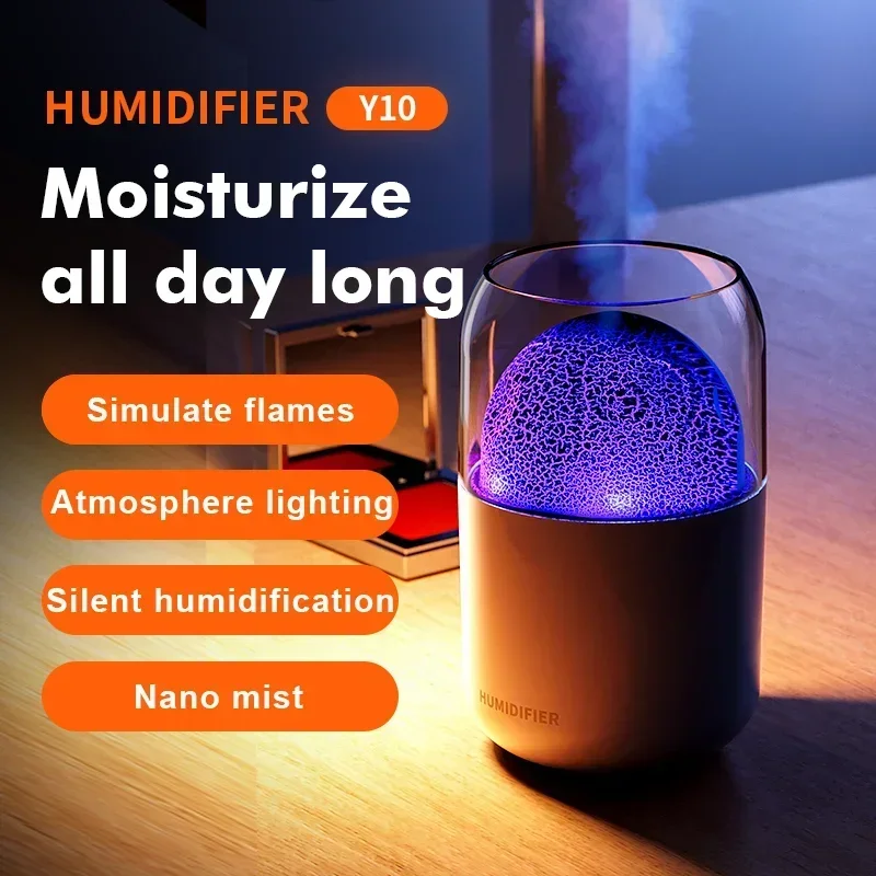 

New Volcano Humidifier Colorful Ambient Light Oil Diffuser Desktop Mute Aromatherapy Machine For Home Bedroom