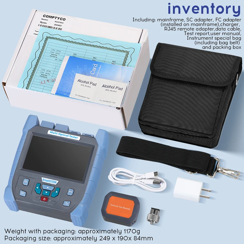 Imagem -06 - Tester de Fibra Óptica com Tela Sensível ao Toque Otdr Tempo de Rosqueamento Refletômetro Óptico Opm Vfl Ols Mapa de Eventos Aua715u 715a 100km 24db 1550nm