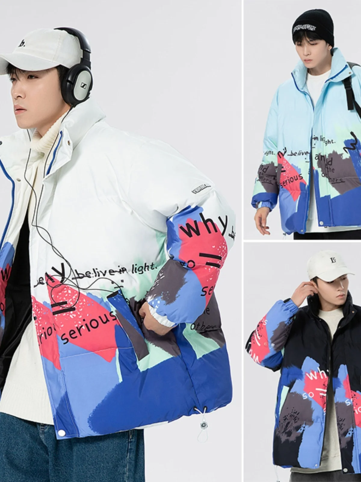 

Couples Winter Thiened Warm Cotton Jaet American Sle Bread ape Faionable Youth Urban Life Polyester Fiber Fill