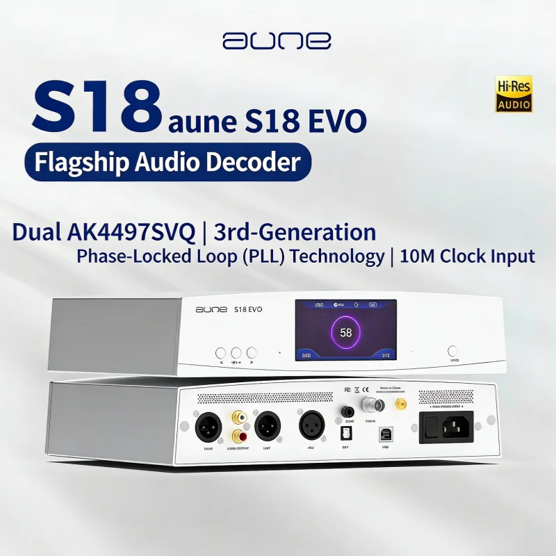 AUNE S18 Evo Dual AK4497Reference Grade Flagship Audio Decoder Hi-Fi Balanced DAC Bluetooth Coaxial Optical DSD