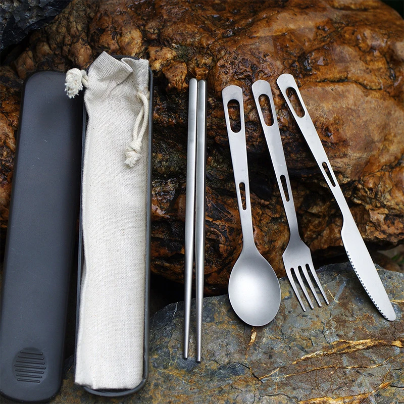 

Pure Titanium Spoon Outdoor Household Knife Fork Spoon Chopsticks Camping Portable Travel Tableware