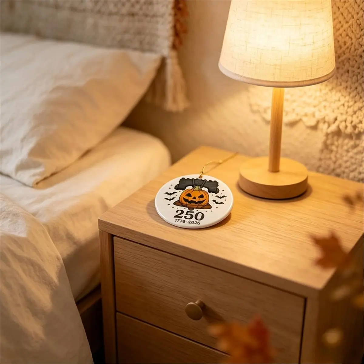 2026 New Tool Halloween 250th Anniversary Ornament Collection Acrylic Decor,Cute Round Holiday Hanging Decoration with Pumpkin