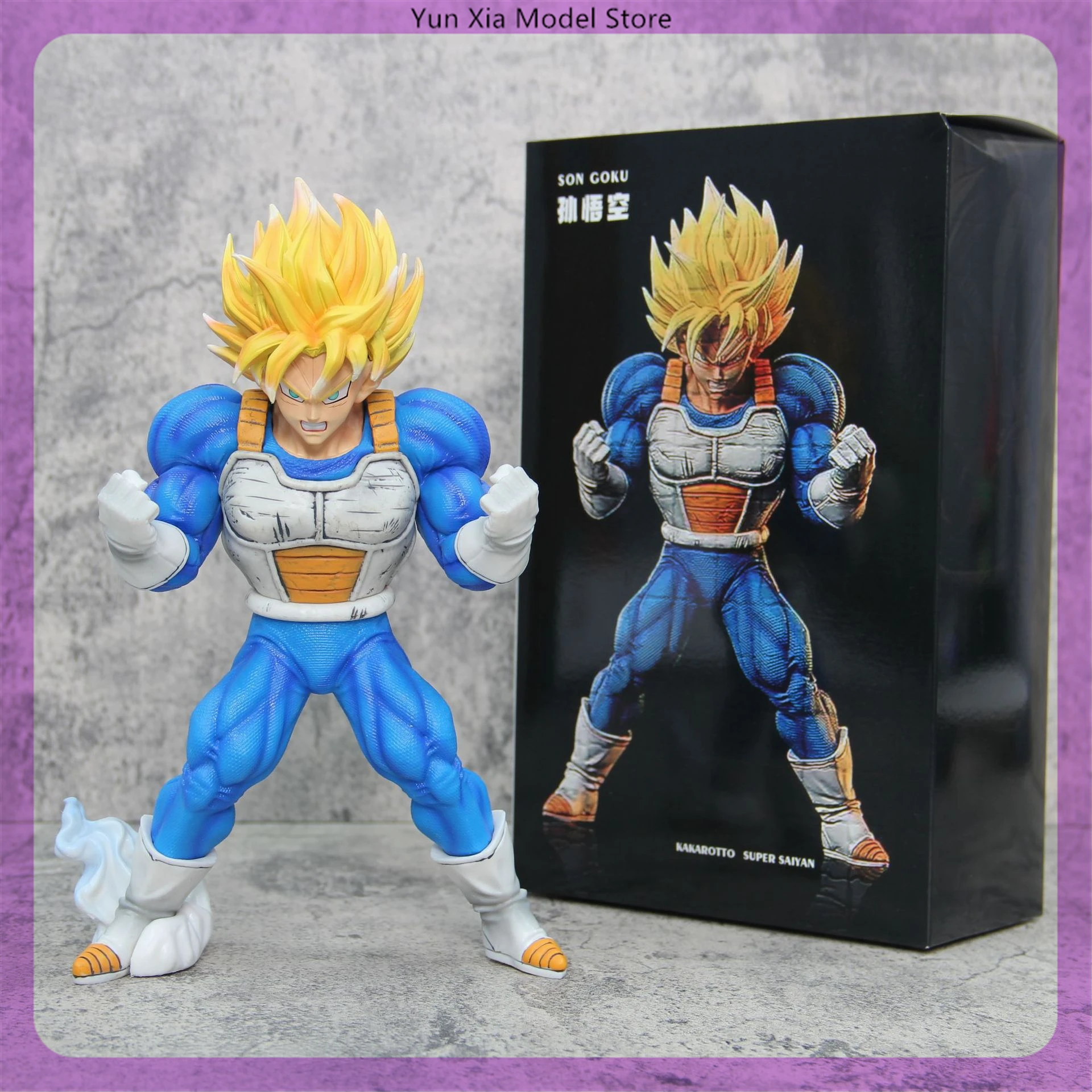 25cm Dragon Ball Muscle Goku Super Saiyan Exercise Anime Figure Model Statue Boy Collection Desktop Decoration Ornament Toy Gift