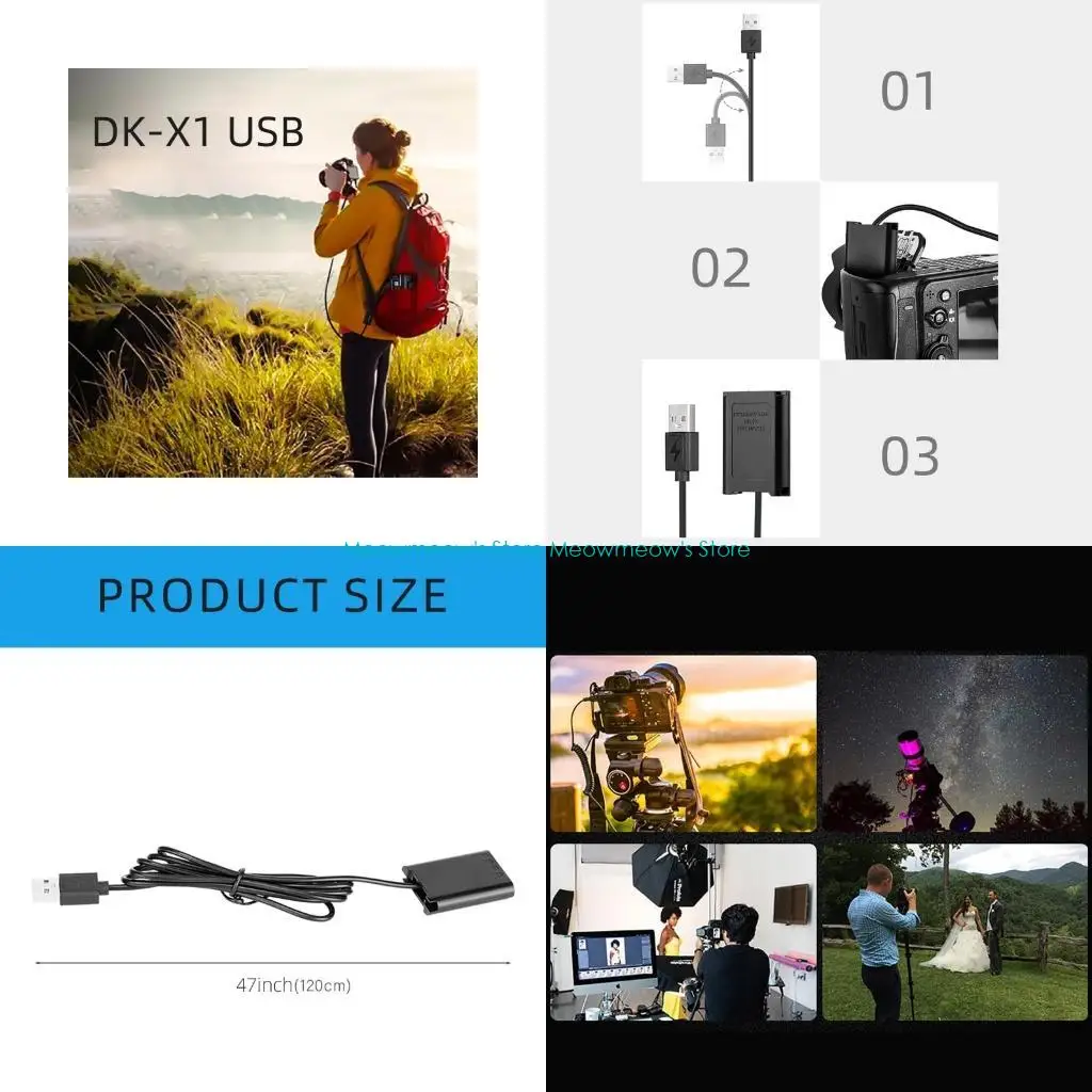 ZV1 AS100V 카메라 전원 용 W91A USB 더미 배터리 어댑터