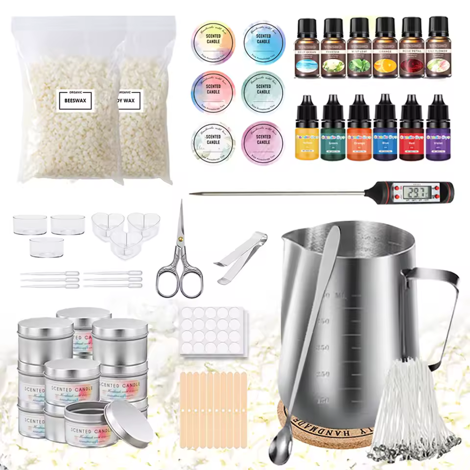Kit de bougies en cire de soja, fournitures de fabrication de bougies, artisanat d'aromathérapie fait à la main, outil de fabrication de bougies, Pot de fusion de cire en acier inoxydable - AliExpress 