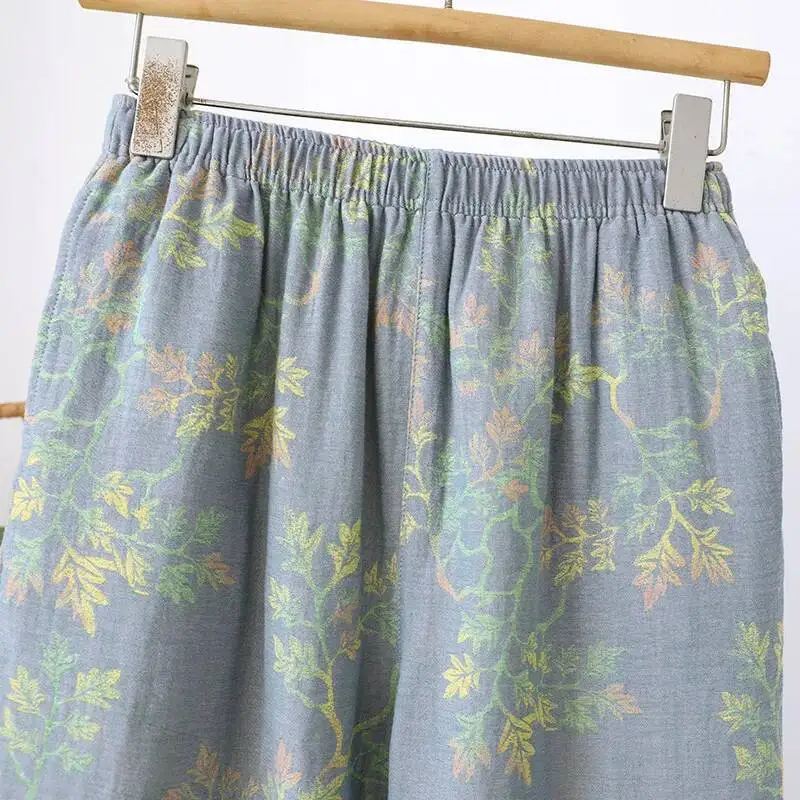 

Women's Cotton Printed Sleeping For Spring Summer Thin Style Retro Loose And Comfortable Jacquard Home Pants