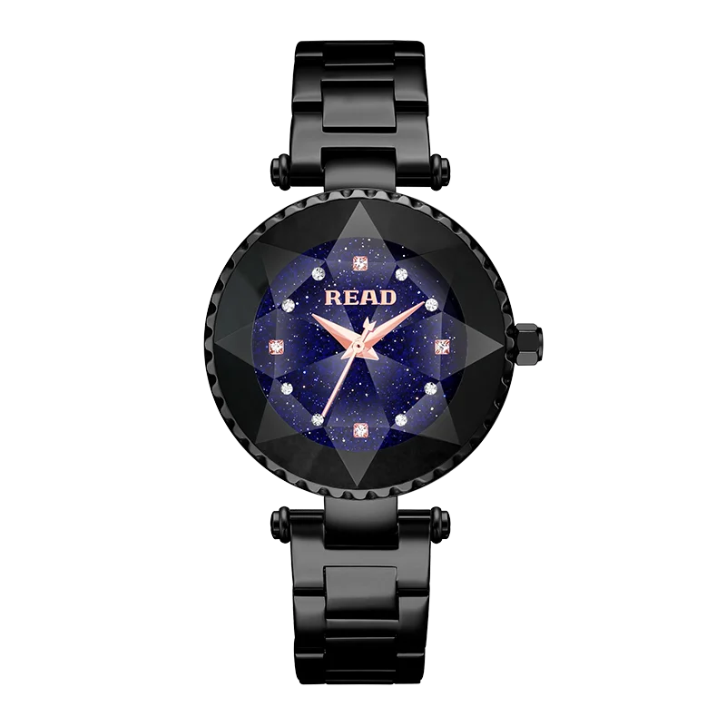 READ Women Quartz Watch | Starry Glitter Dial | Stainless Steel Bracelet | 30M Water Resistant Butterfly Clasp Dress Watch