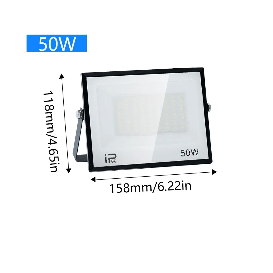 NONE 200 W LED-Flutlicht, 20 W, 30 W, 50 W, 70 W, 100 W, 150 W, 300 W, hohe Helligkeit, IP66, wasserdichte Außenbeleuchtung, LED-Strahler, Gartenfluter 7