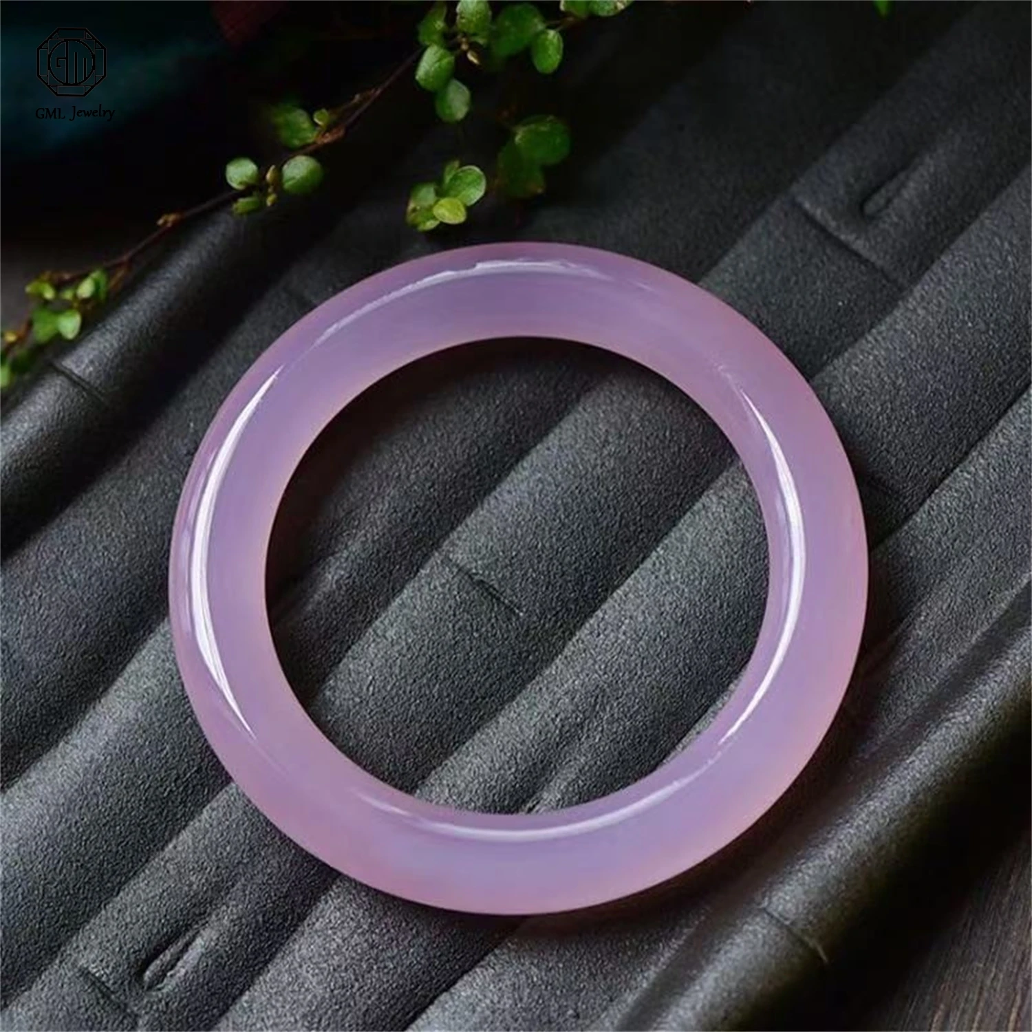 Brazalete Redondo Grueso de Calcedonia Rosa Pálido Natural, Ágata de Hielo, Pulsera Rosa Raíz de Loto para Mujer, Pulsera de Jade Dongling, Regalo de Joyería