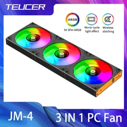 TEUCER JM-4 Mirror Cycle Light Effect ARGB PC Case Fan 3 IN 1 PC Fan Kit Computer Radiator Water Cooler Fan Cooling Case Fans