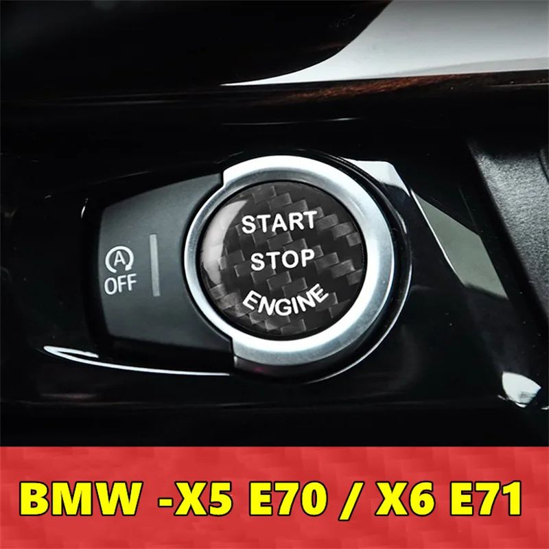 

For BMW X5 E70 X6 E71 Car Engine Start Stop Button Cover Real Carbon Fiber Sticker