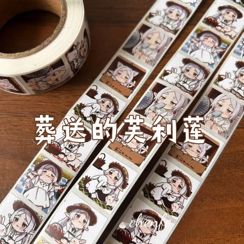 

500pcs Frieren: Beyond Journey's End Q Edition Roll Up Stickers Anime Cute Periphery Handbooks Desktop Decoration DIY Stickers