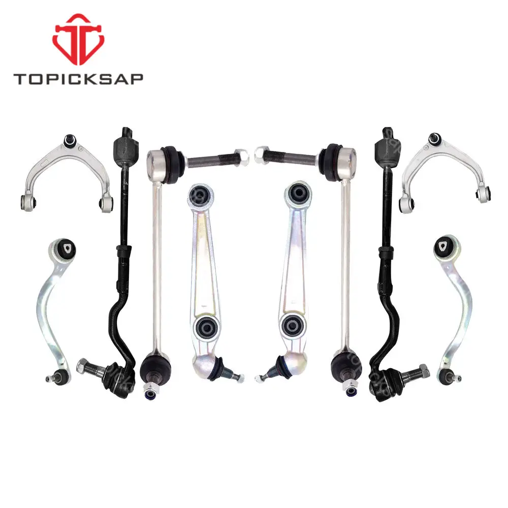 TOPICKSAP 12pcs Front Upper Lower Control Arm Sway Bar Link Tie Rod End Kit for BMW X5 X6 E70 E71 E72 2007 2008 - 2013 2014