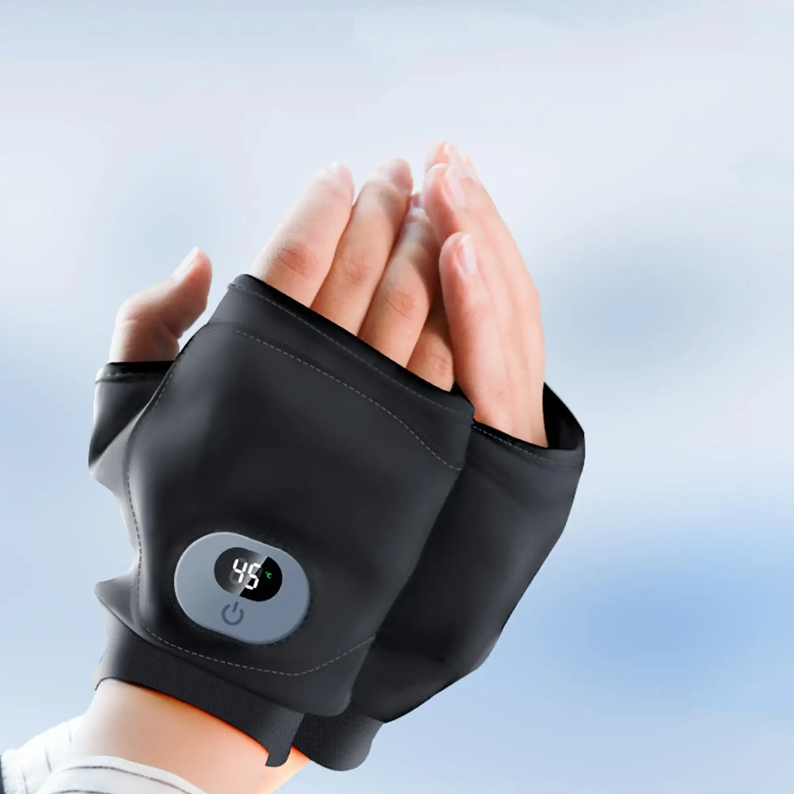 قفازات USB ساخنة بدون أصابع 3 درجات حرارة شاشة ديجيتال لتدفئة اليد للرياضات الخارجية والعمل المكتبي والتنقل في الشتاء