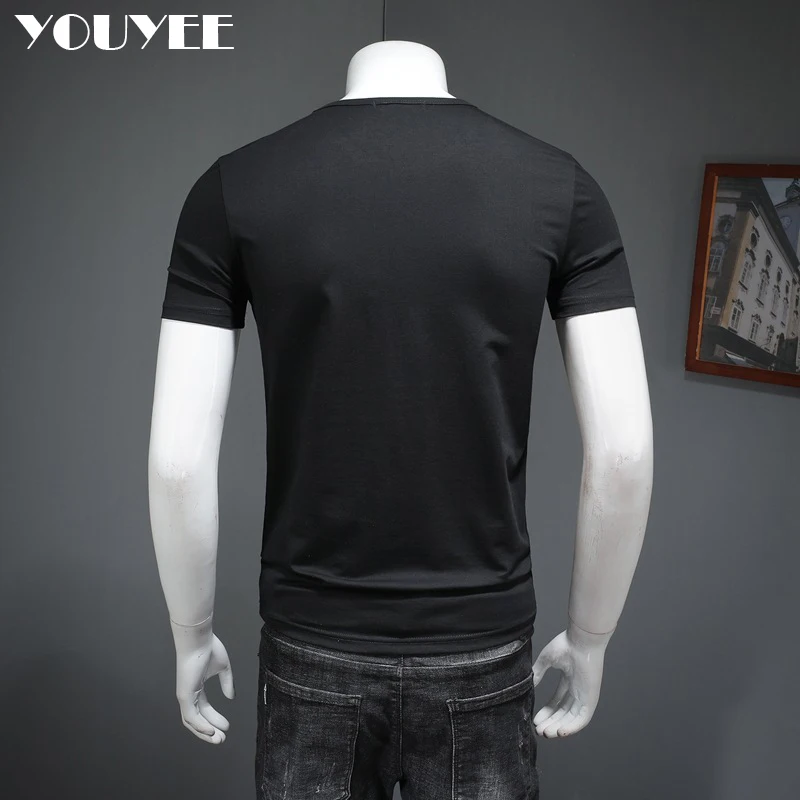 Mens Causal T-shirt Short Sleeve Summer Fashion Alphabet R Print Pink Tees Youth Base Tops O-Neck High Quality Man Clothing M-4X