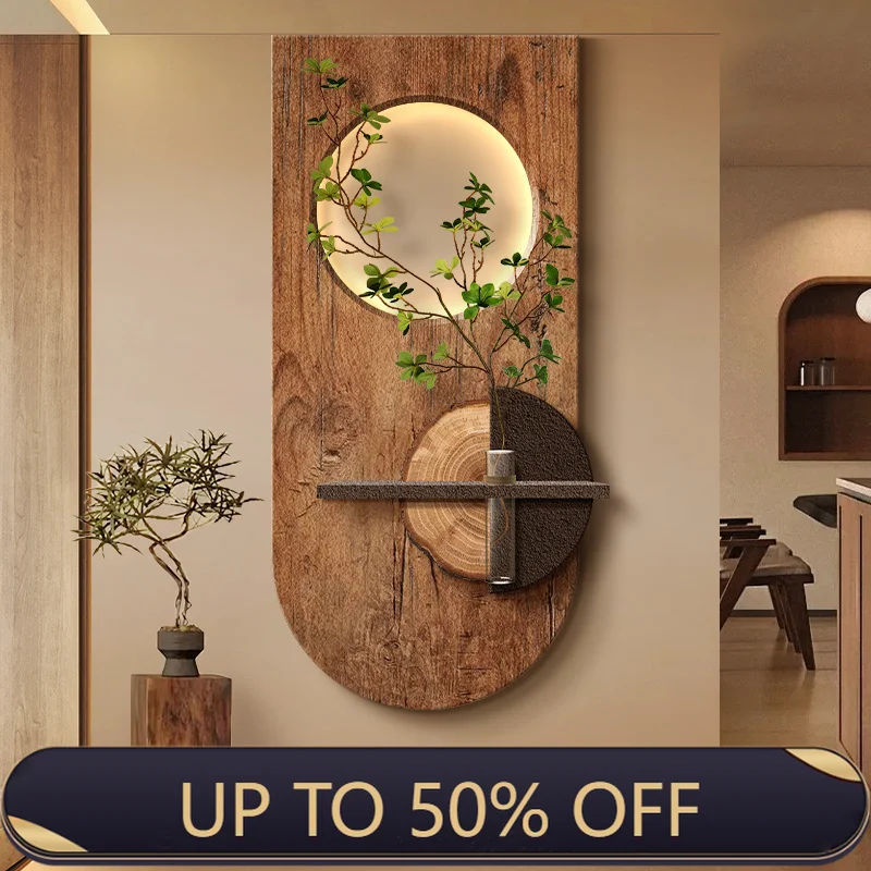 Entrance Decoration Log LED Wall Lamps Green Plant Corridor Hallway Study Modern Hanging Painting Living Room Home Mural Lights
